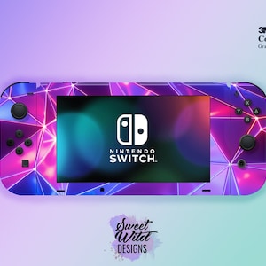 Blue & Pink Acrylic Abstract Paint - Skin Shapes Dock decal Acrylic paint gamers Pink Nintendo wrap Blue JoyCon skin Abstract Paint