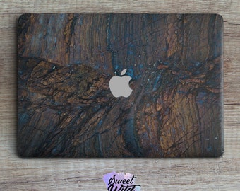 Dark Wood Texture MacBook Skin, Rustic Vinyl Decal