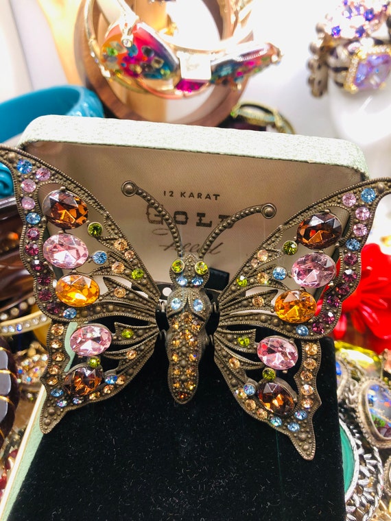 Heidi Daus rhinestone butterfly brooch