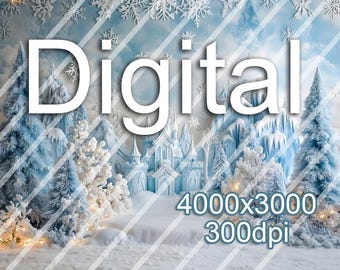 Fondo digital Frozen Castle Castillo de Hielo Princesa de Frozen Invierno Snow digital Backdrop Winter