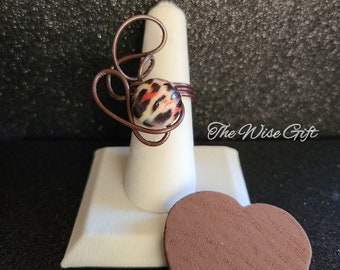 Antique Copper Wire Wrapped Ring Size 8