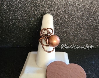 Handcrafted Antique Copper Wire Wrapped Ring Size 8