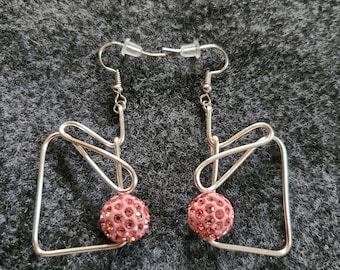 Silver & Pink Wire Earrings