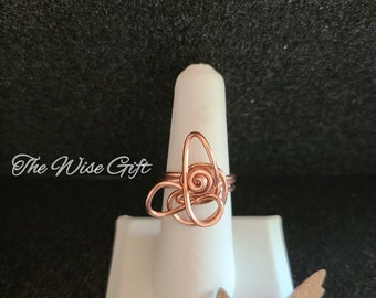 Unique, Handcrafted, Copper Wire Wrapped Ring Size 8, Rings, Statement Rings, Jewelry