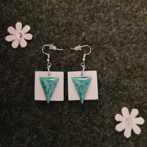 Cute Hand Painted Square Wood Shape Earrings