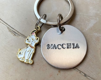 Dog ID tag, pet ID tag, Dalmatian ID tag, hand-printed ID tag