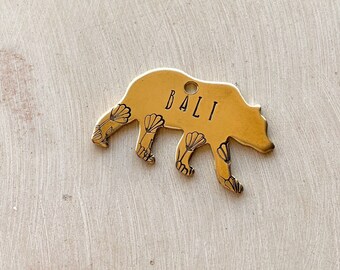 Hand-printed brass medal, bear-shaped medal, magic medal, animal medal, dog medal
