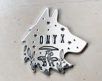 Wolf Dog Tag, Handmade Dog Tag, Pet Tag