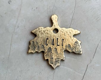 Maple Leaf Tag, Leaf-shaped Tag, Dog Tag, Pet Tag, Brass Tag