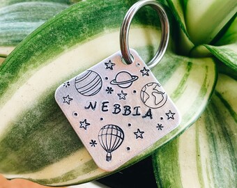 Planets ID Tag, Planets ID Tag, Hot Air Balloon ID Tag, dog ID tag, pet ID tag