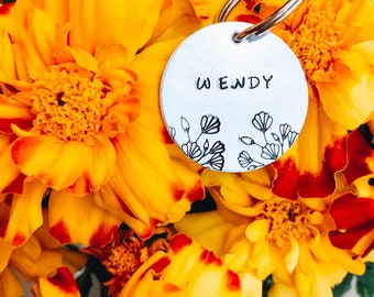Pet ID tag "flowery garden", dog tag, flower tag, cat tag