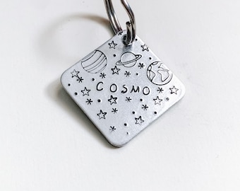 Handmade "Solar system" tag, ID tag for dogs, personalized tag, pet tag