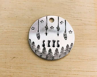 Pet tag, dog tag, handmade tag, "Boho vibes" tag, aluminum tag