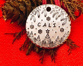 Handmade dog tag "Christmas lovers", personalized pet tag, Christmas tag