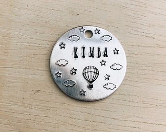 ID tag for animals, personalized hot air balloon tag, dog tag, handmade tag