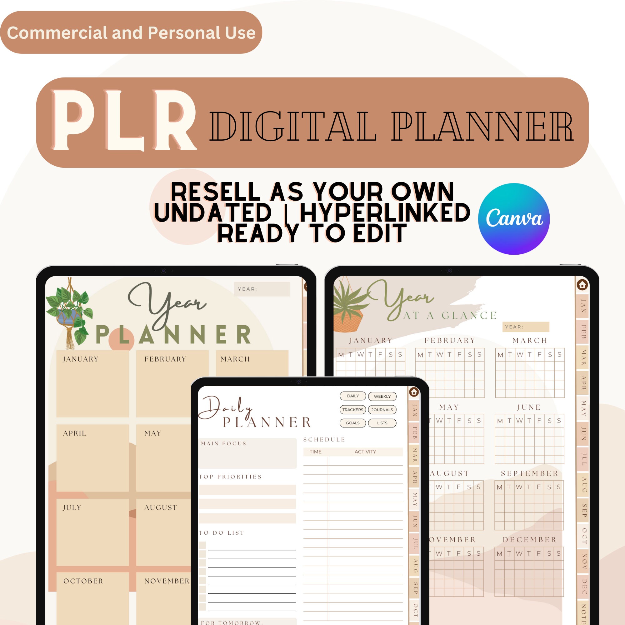 PLR Digital Planner Editable Digital Planner Canva Editable - Etsy