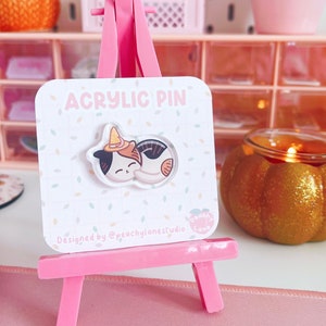 Sleepy Witch Cat Acrylic Pin, Kawaii Cat Pin, Cute Acrylic Pin, Kawaii Accessories, Cute Halloween Gifts