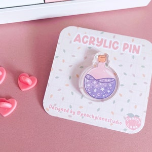 Dreamy Potion Acrylic Pin, Witchy Bottle Pin, Cute Acrylic Pin, Kawaii Accessories, Cute Halloween Gifts