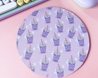 Dreamy Drink Mouse Mat, Cute Kawaii Mouse Pad, Circle Bubble Tea Mouse Mat, Office Accessories, Gamer Gifts, Premium Thick 5mm Desk Mat