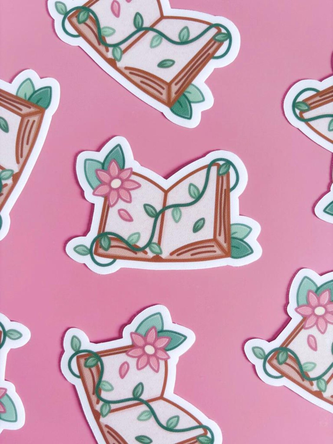 Open Book With Flowers Vinyl Sticker, Waterproof Matte Decal - Etsy