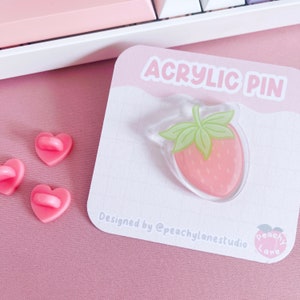 Strawberry Acrylic Pin, Fruity Pin, Cute Acrylic Pin, Fun Accessories, Cute Summer Gifts