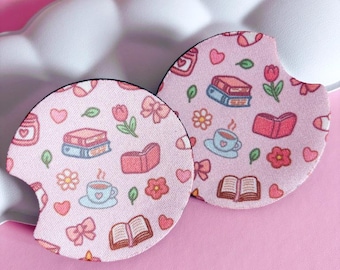 Cosy Pattern Car Coasters Set of 2, Neoprene Cup Holder Inserts, Cute Car Accessories