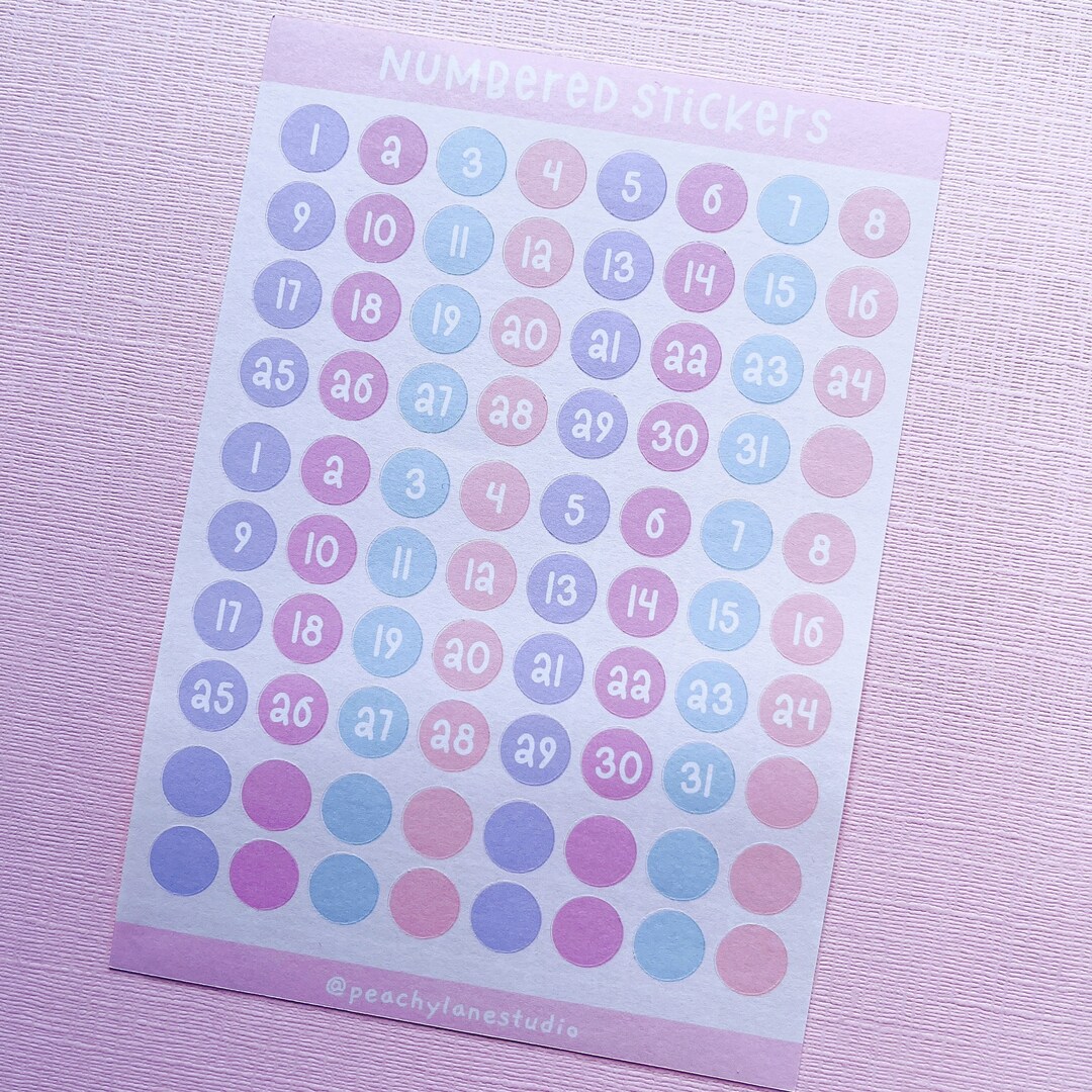 Month Code Round Sticker Numbered Sticker Sheet, Dates of the Month, Handmade Stickers ...