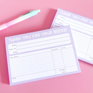 Purple Small Business Invoice Notepad, A6 Tear-Off Notepad, Small Business Thank You Receipt Stationery, Small Biz Essentials