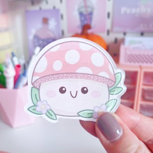 Mushroom Glitter Acrylic Magnet, Mushy Fridge Magnet, Cute Kawaii Magnet