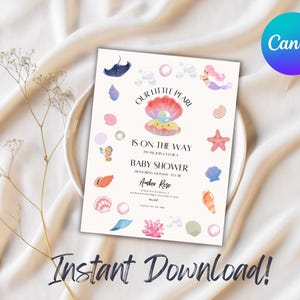 Little Pearl Digital Baby Shower Invitation Gender Neutral Baby Shower Beach Electronic Invitation Phone Template Digital