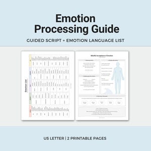Emotion Processing Guide, Mindful Acceptance of Emotion, Emotion List
