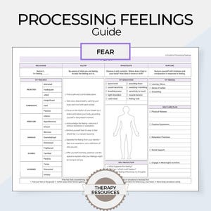 Feelings Processing Guide, Emotional Literacy Tool, Feelings List, Fear Regulation
