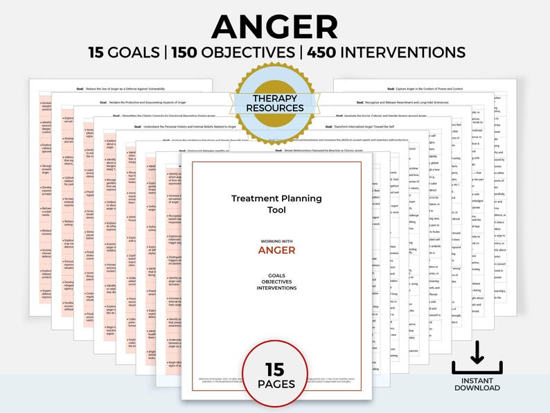 Anger Management Goals Anger Goals, Objectives and Interventions, Anger Management, Treatment ...