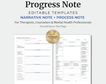 Progress Note Template – Narrative Format, Editable Word, Therapist Process Note, Therapy Documentation