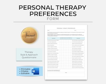 Formulario de preferencias terapéuticas, cuestionario para el cliente (editable)