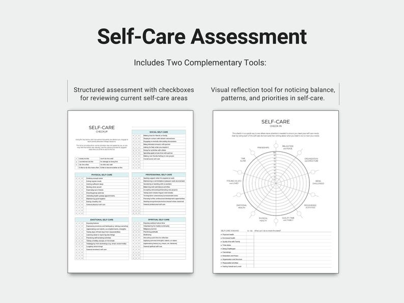 Selbstpflege-Assessment, Therapie-Klienten-Arbeitsblatt, Therapie-Hausaufgaben-Ressource (digitaler Download) Bild 2