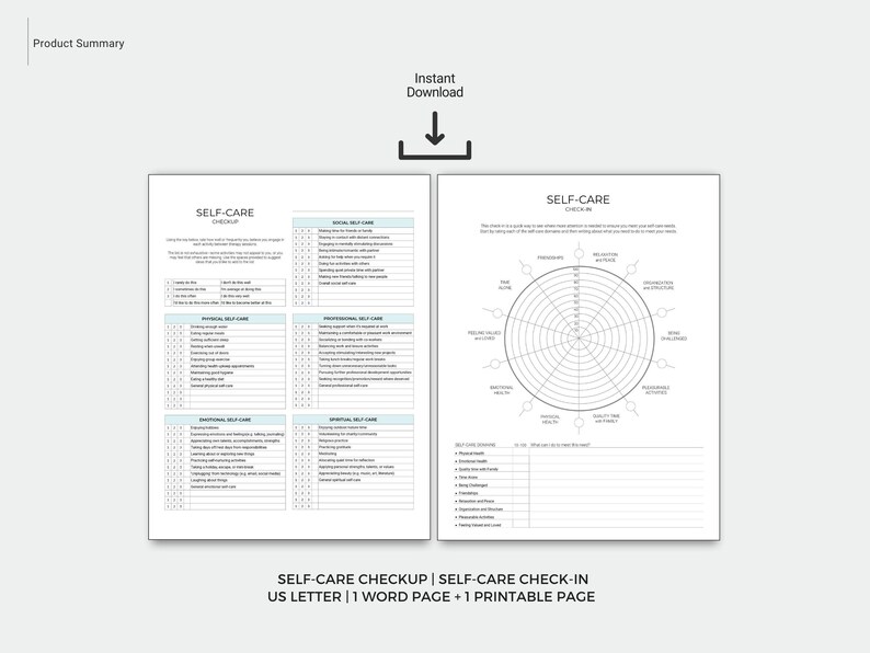 Selbstpflege-Assessment, Therapie-Klienten-Arbeitsblatt, Therapie-Hausaufgaben-Ressource (digitaler Download) Bild 6