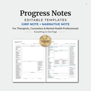 Progress Note Templates – GIRP & Narrative, Editable Word, Therapy Documentation