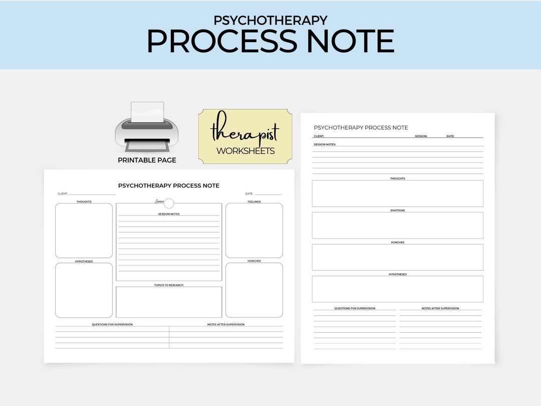 Psychotherapy Process Note, Counseling Note, Therapy Tool, Therapist ...