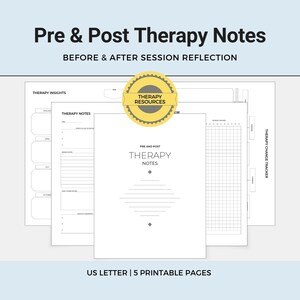 Pre and Post Therapy Notes, Session Reflection Tool, Personal Growth Planner