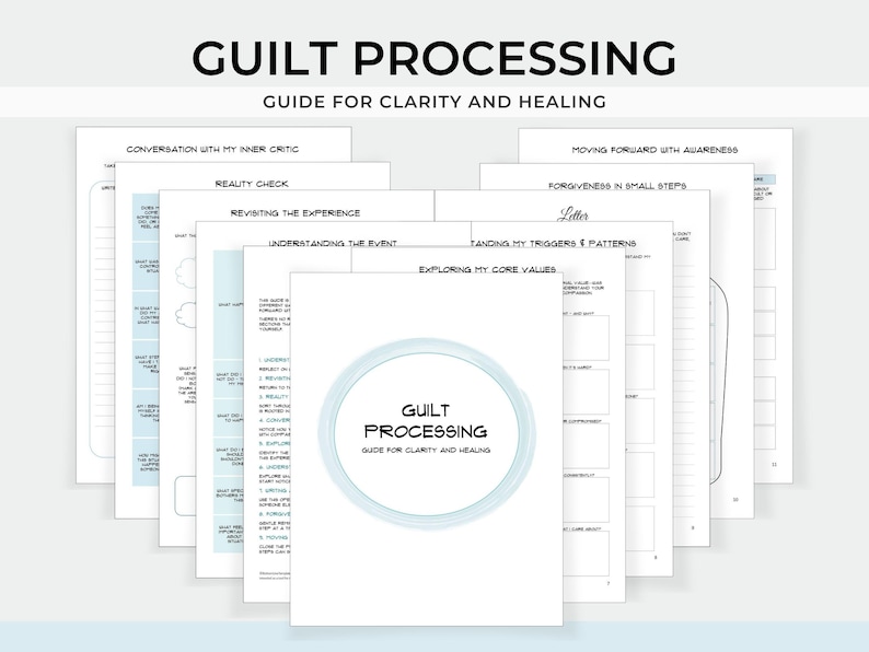 Guilt Processing Guide, Healing Guilt Worksheets, Guilt Self-reflection ...