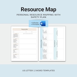 Therapy Client Resource Map with Safety Plan, Strength-based Therapy (Word.docx Digital Download)