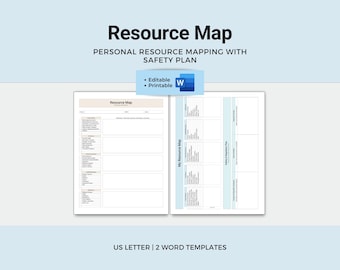 Therapy Client Resource Map with Safety Plan, Strength-based Therapy (Word.docx Digital Download)