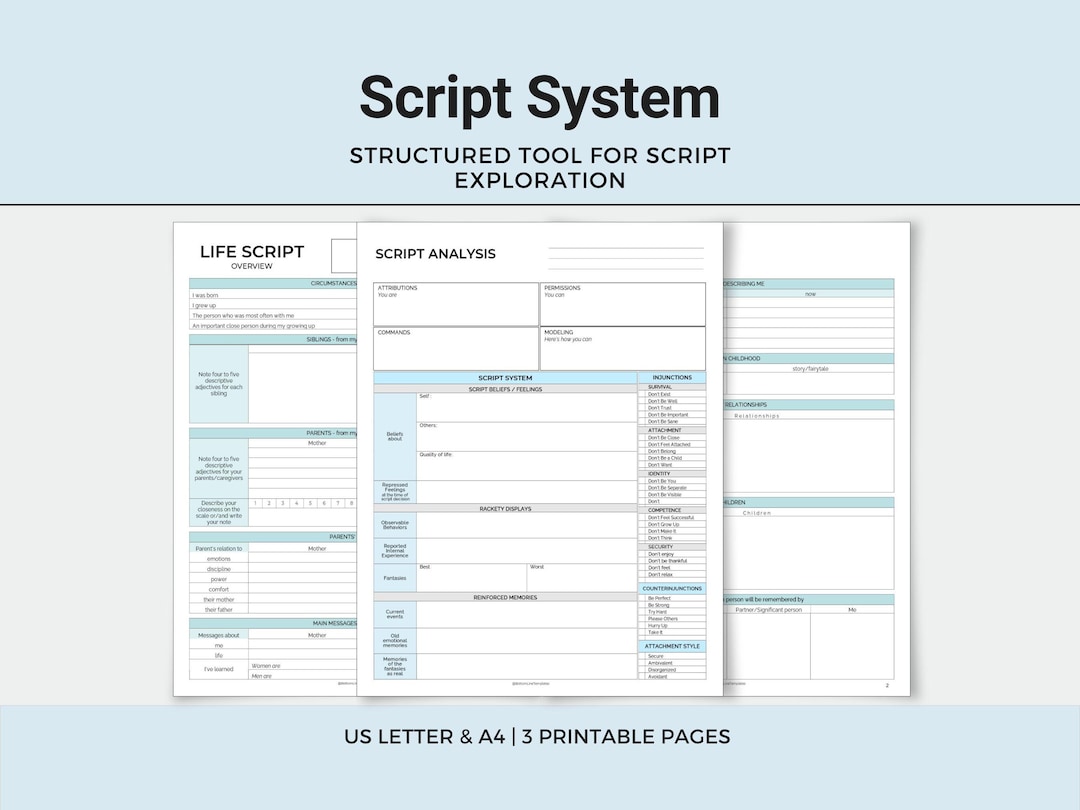 Life Script Analysis Overview, TA Therapy Form (printable PDF) - Etsy