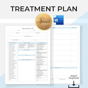 Therapy Treatment Plan Word Template, Psychotherapy Plan, Counseling Treatment Plan, Client Progress Template, Clinical Notes