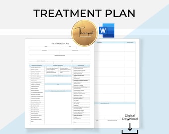 Therapy Treatment Plan Word Template, Psychotherapy Plan, Counseling Treatment Plan, Client Progress Template, Clinical Notes