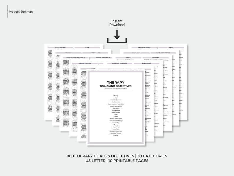 Therapy Goals and Objectives Guide, Treatment Planning (PDF Download ...