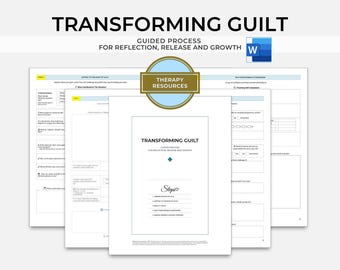 Proceso guiado para transformar la culpa, hojas de trabajo para procesar la culpa, herramienta para el procesamiento emocional, hojas de trabajo terapéuticas