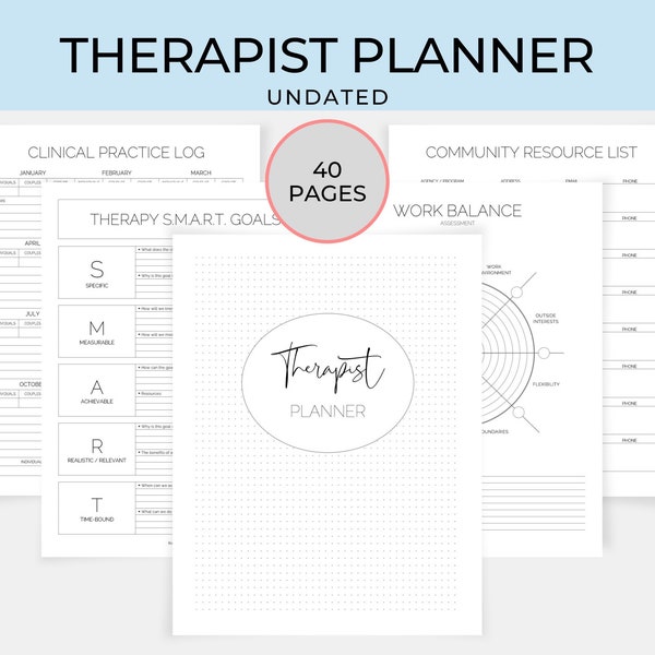 Therapist Planner, Psychotherapist Notes, Printable Planner, Therapist Tools, Instant Digital Download