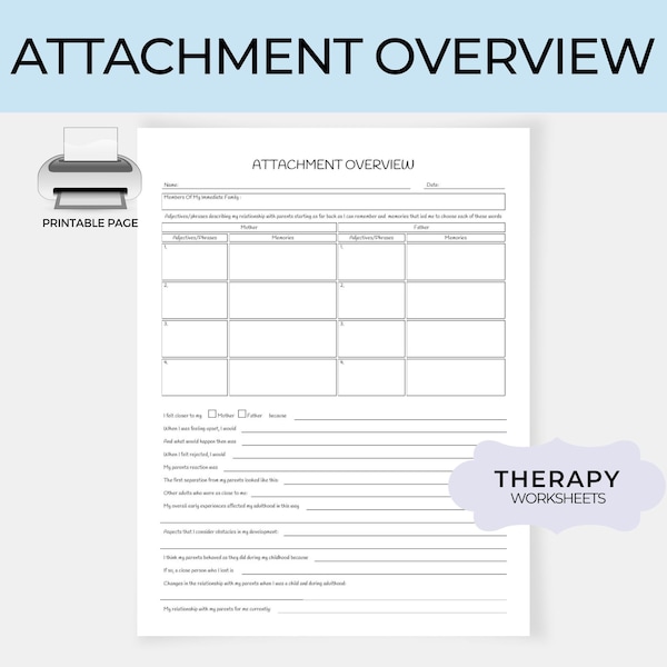 Attachment Style Worksheet Etsy